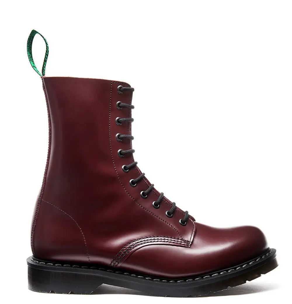 Solovair Derby Boot - 11 Eye Oxblood Hi Shine Leather