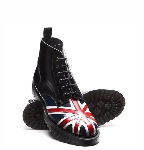 Solovair 6 Eye Black - Union Jack Boot