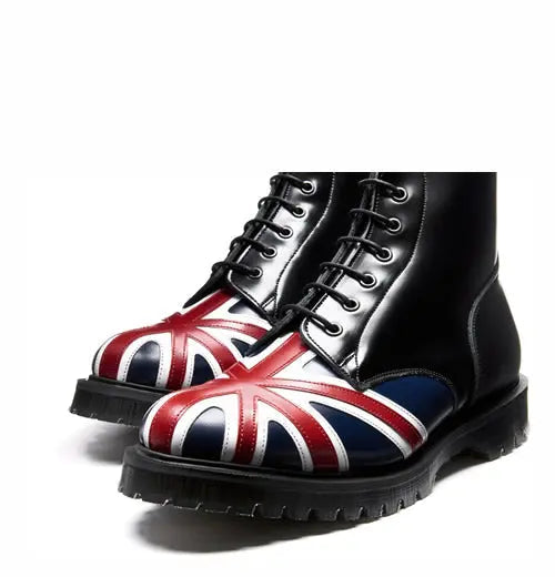 Solovair 6 Eye Black - Union Jack Boot