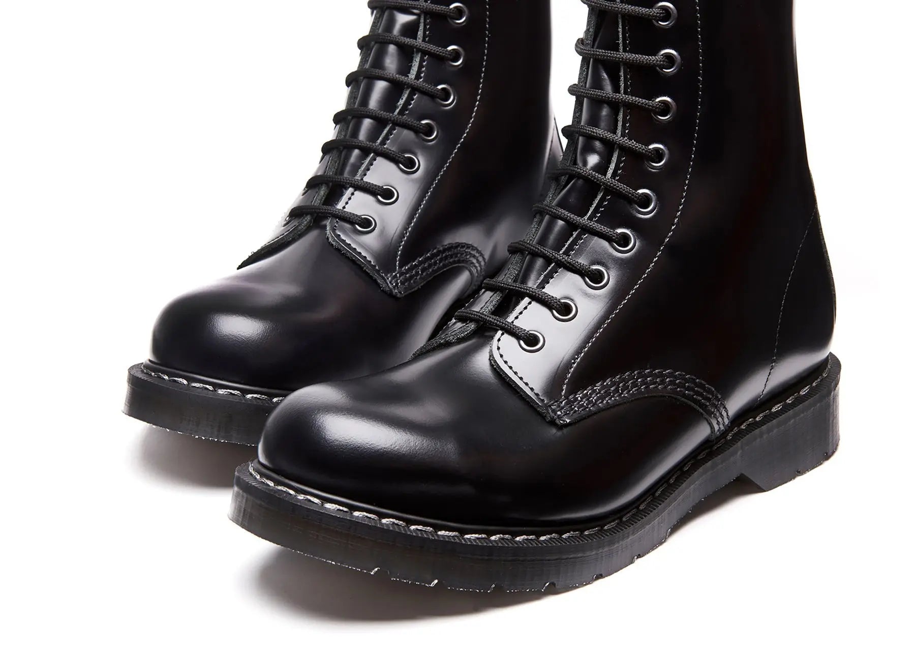 Solovair Derby Boot - Black Hi-Shine Leather