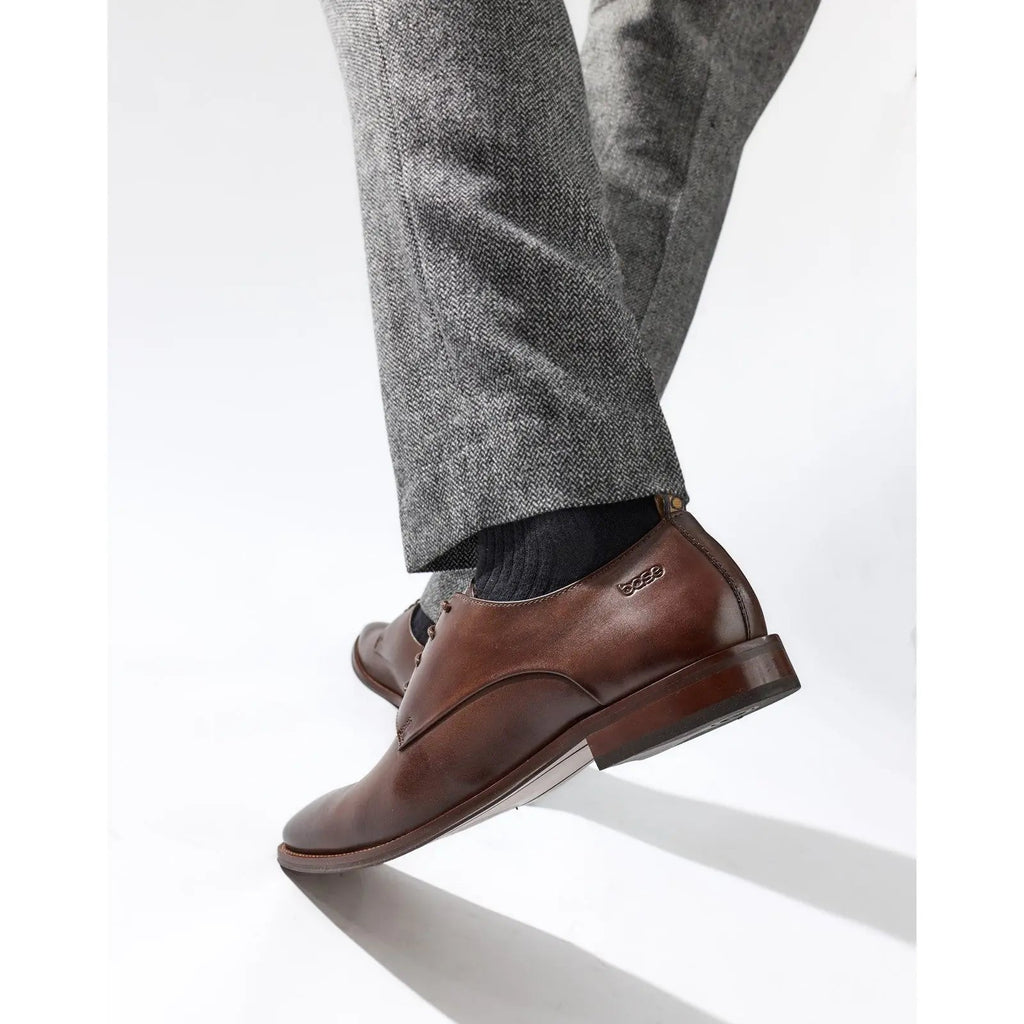 Base London Marley Plain Toe Derby Shoe - Brown