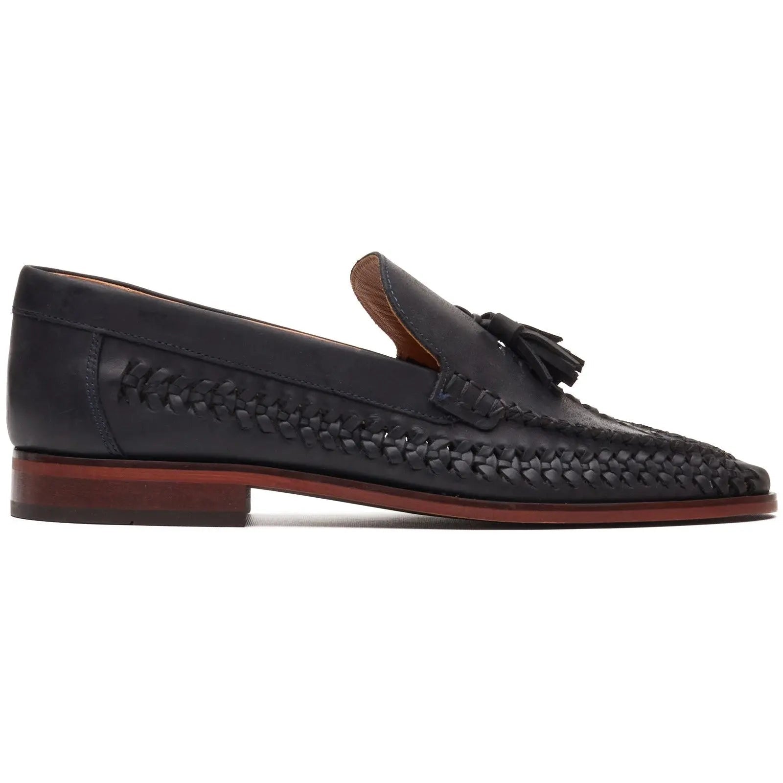 Base London Bracken Leather Weave Loafer - Black