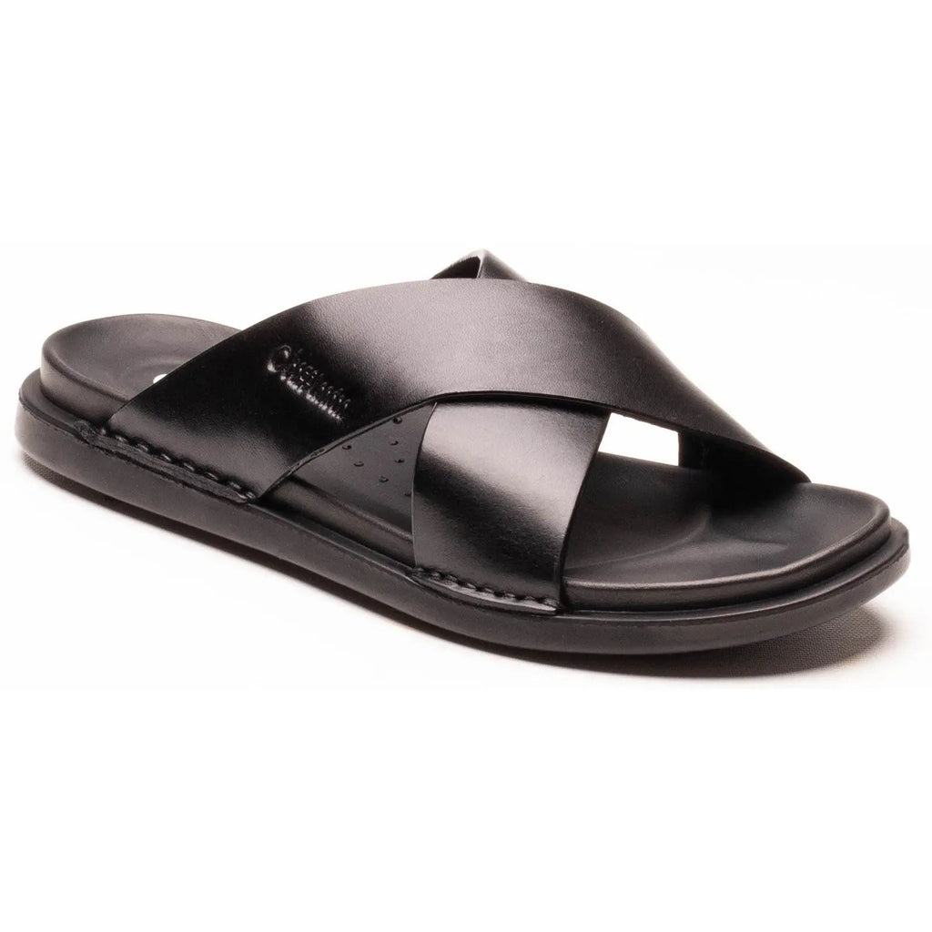 Base London Drift Cross Strap Sandal - Black