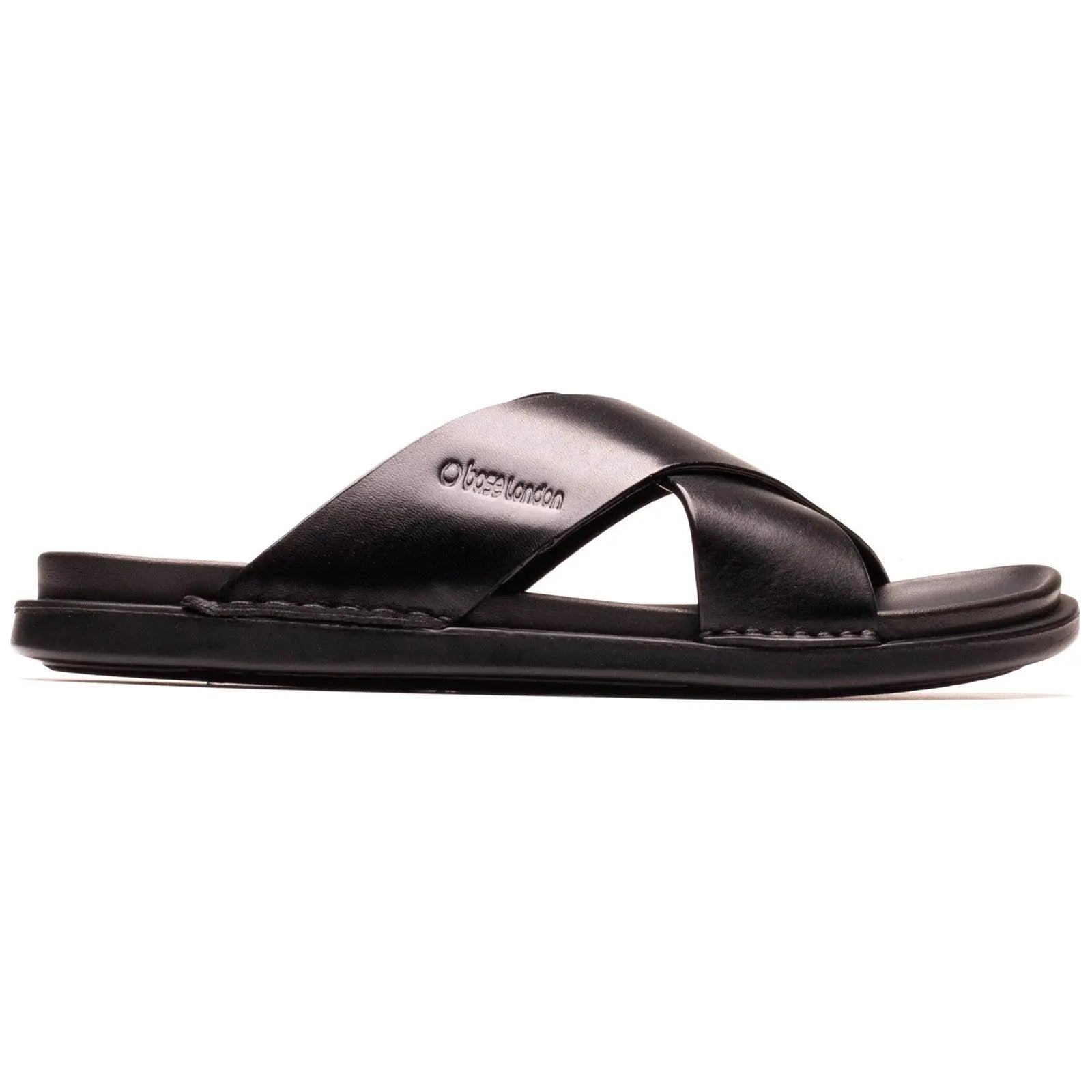 Base London Drift Cross Strap Sandal - Black