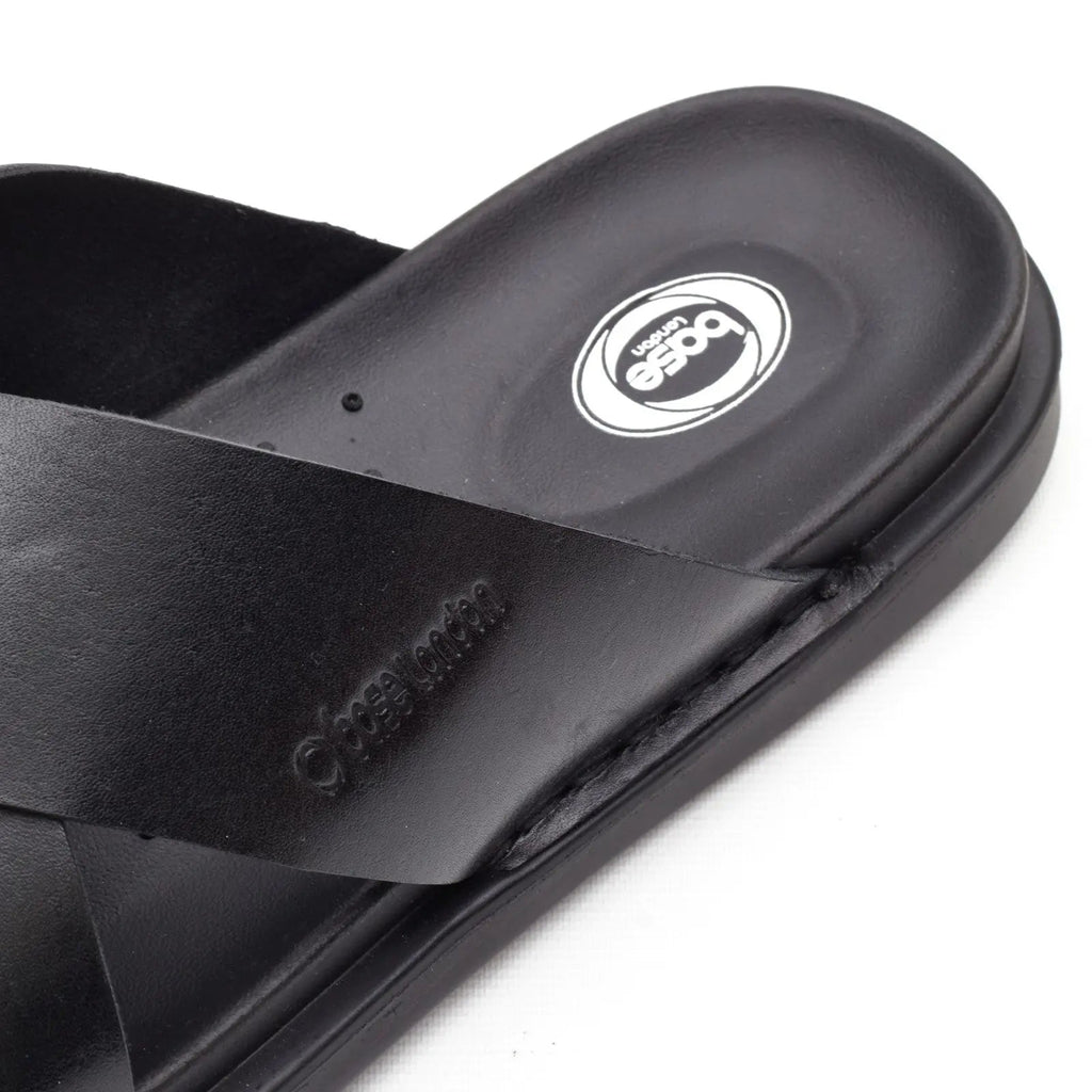 Base London Drift Cross Strap Sandal - Black