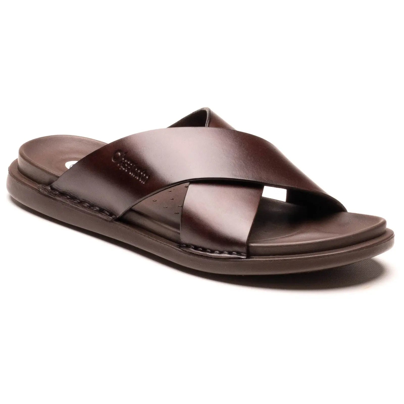 Base London Drift Cross Strap Sandal - Brown
