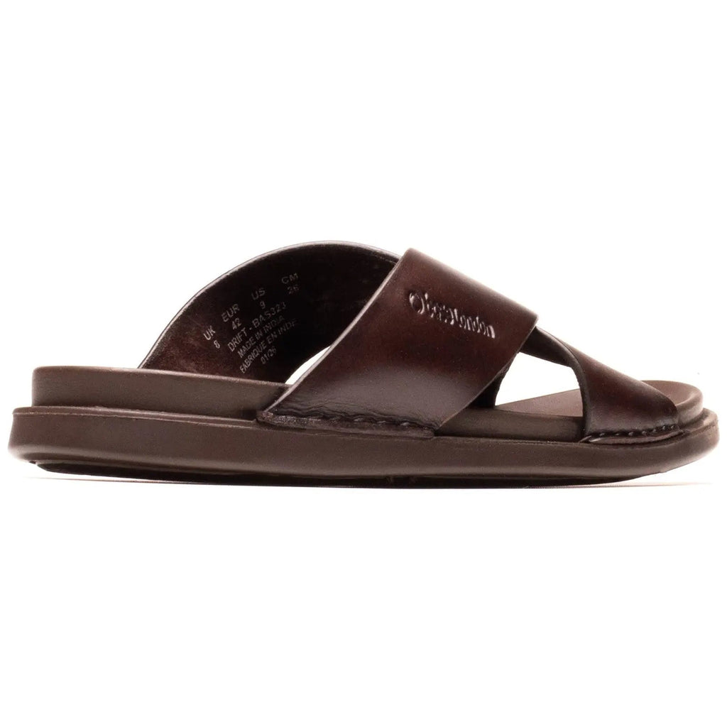 Base London Drift Cross Strap Sandal - Brown