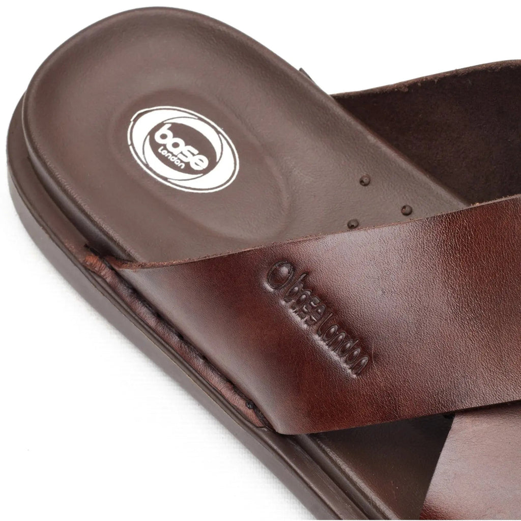 Base London Drift Cross Strap Sandal - Brown